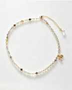 Handcrafted natural crystal bracelet with gold bee charm, healing gemstone accessory for women