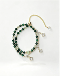 Green gemstone bracelet with gold chain and crystal charms, natural healing crystal jewelry for women
